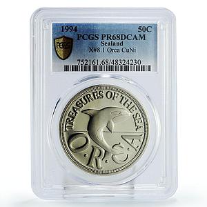 Sealand 50 cents ORCA Whale Fauna PR68 PCGS CuNi coin 1994