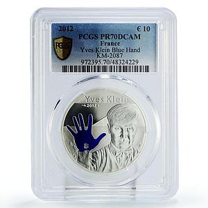 France 10 euro Painter Yves Klein Blue Hand Art PR70 PCGS silver coin 2012