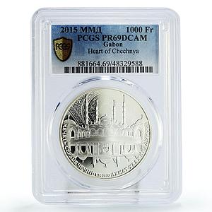 Gabon 1000 francs Islam Chechnya Heart Mosque Kadyrov PR69 PCGS silver coin 2015