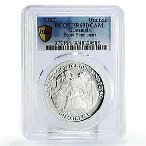 Guatemala 1 quetzal St Pedro Betancourt Canonization PR69 PCGS silver coin 2002