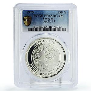 Paraguay 150 guaranies Apollo 15 Mission Moon Space PR68 PCGS silver coin 1975