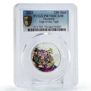 Tanzania 250 shillings Lunar Calendar Year of the Tiger PR70 PCGS Ag coin 2022