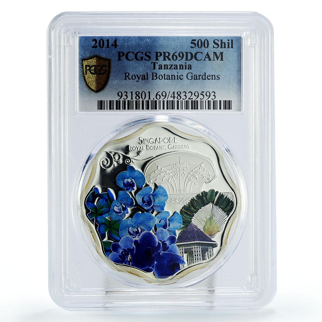 Tanzania 500 shillings Singapore Botanic Gardens PR69 PCGS silver coin 2014