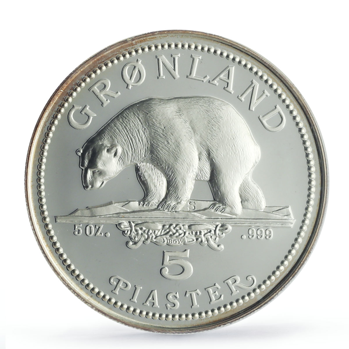 Denmark Greenland 5 piaster Conservation Polar Bear PF69 NGC silver coin 1987