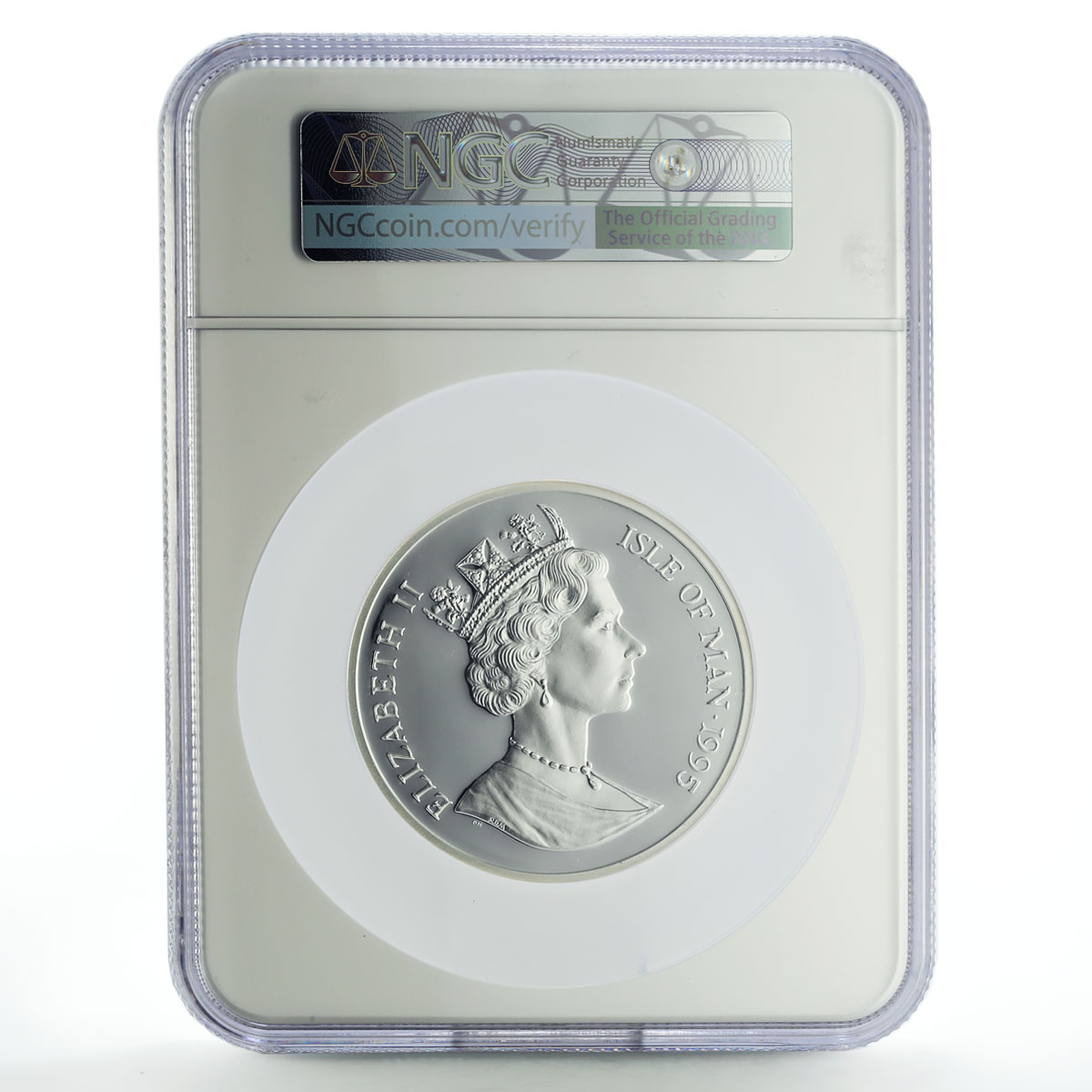 Isle of Man 5 angel Archangel Michael KM-1326 PF68 NGC silver coin 1995