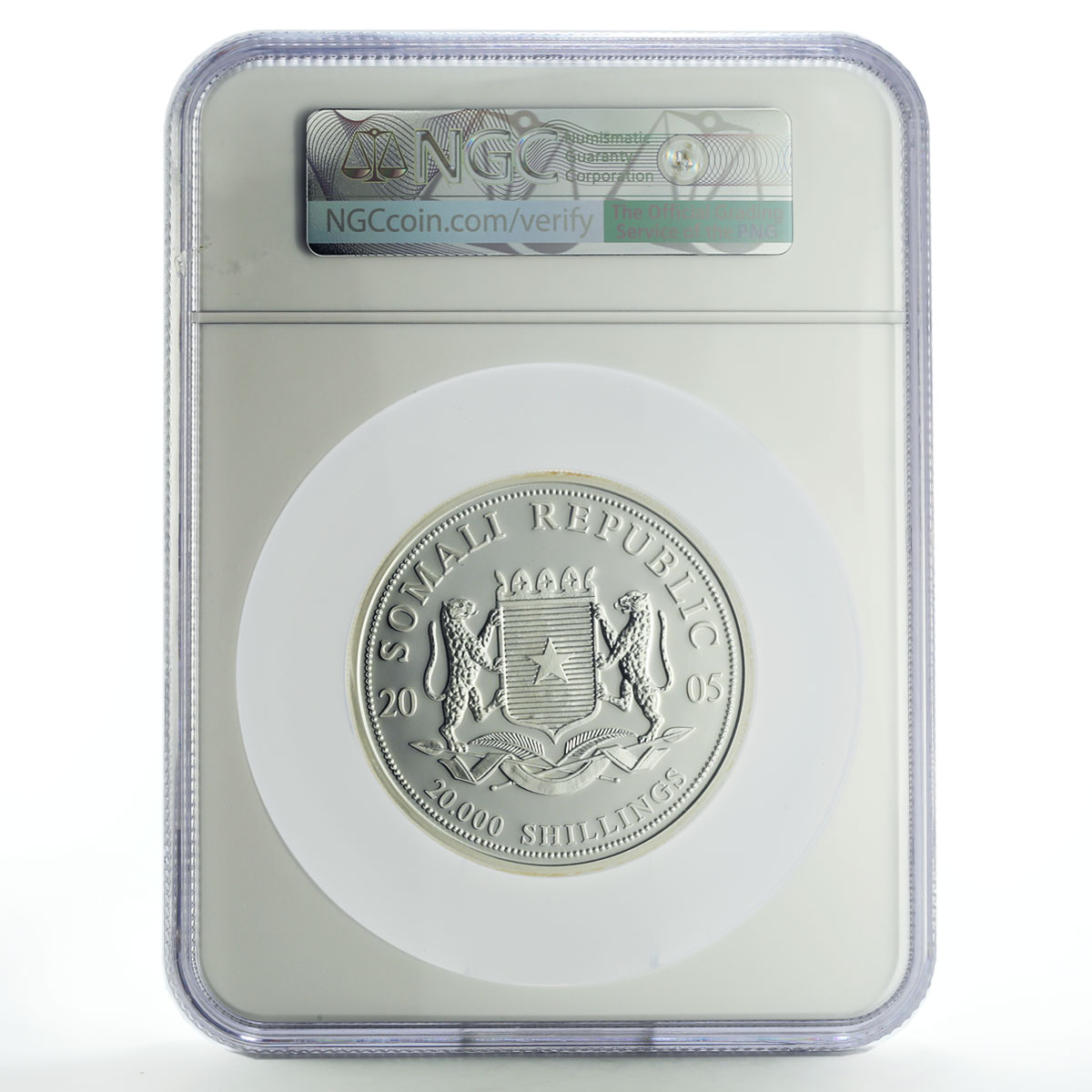 Somalia 20000 shillings Islam Landmarks Rock Dome Mosque PF69 NGC Ag coin 2005