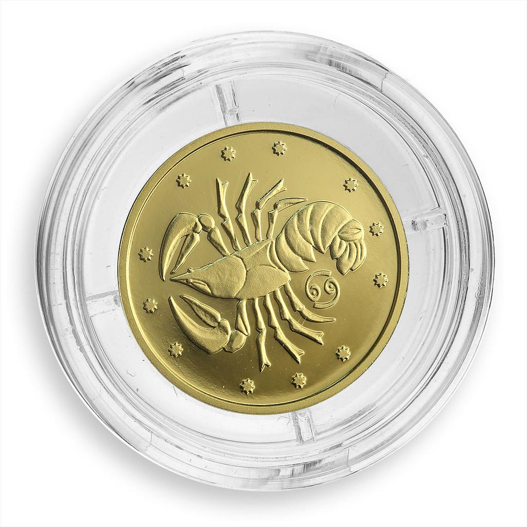 Ukraine 2 hryvnas Signs of the Zodiac Cancer gold coin 2008
