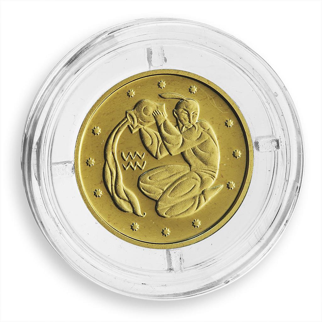Ukraine 2 hryvnas Signs of the Zodiac Aquarius gold coin 2007
