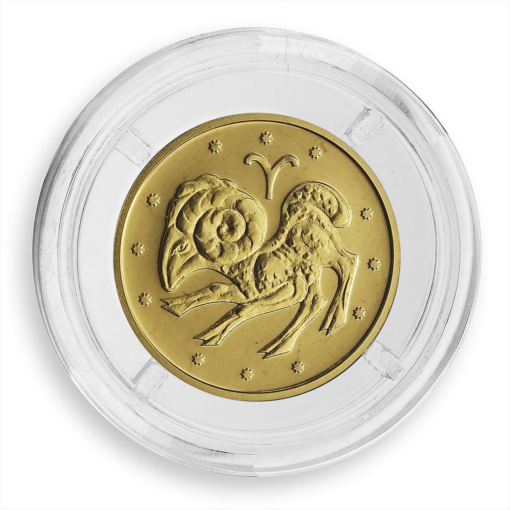 Ukraine 2 hryvnas Signs of the Zodiac Aries gold coin 2006