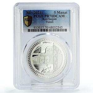 Azerbaijan 5 manat Karabakh War Victory Fuzuli District PR70 PCGS Ag coin 2021