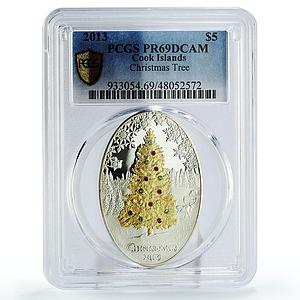 Cook Islands 5 dollars Christmas Tree Reindeers PR69 PCGS silver coin 2013