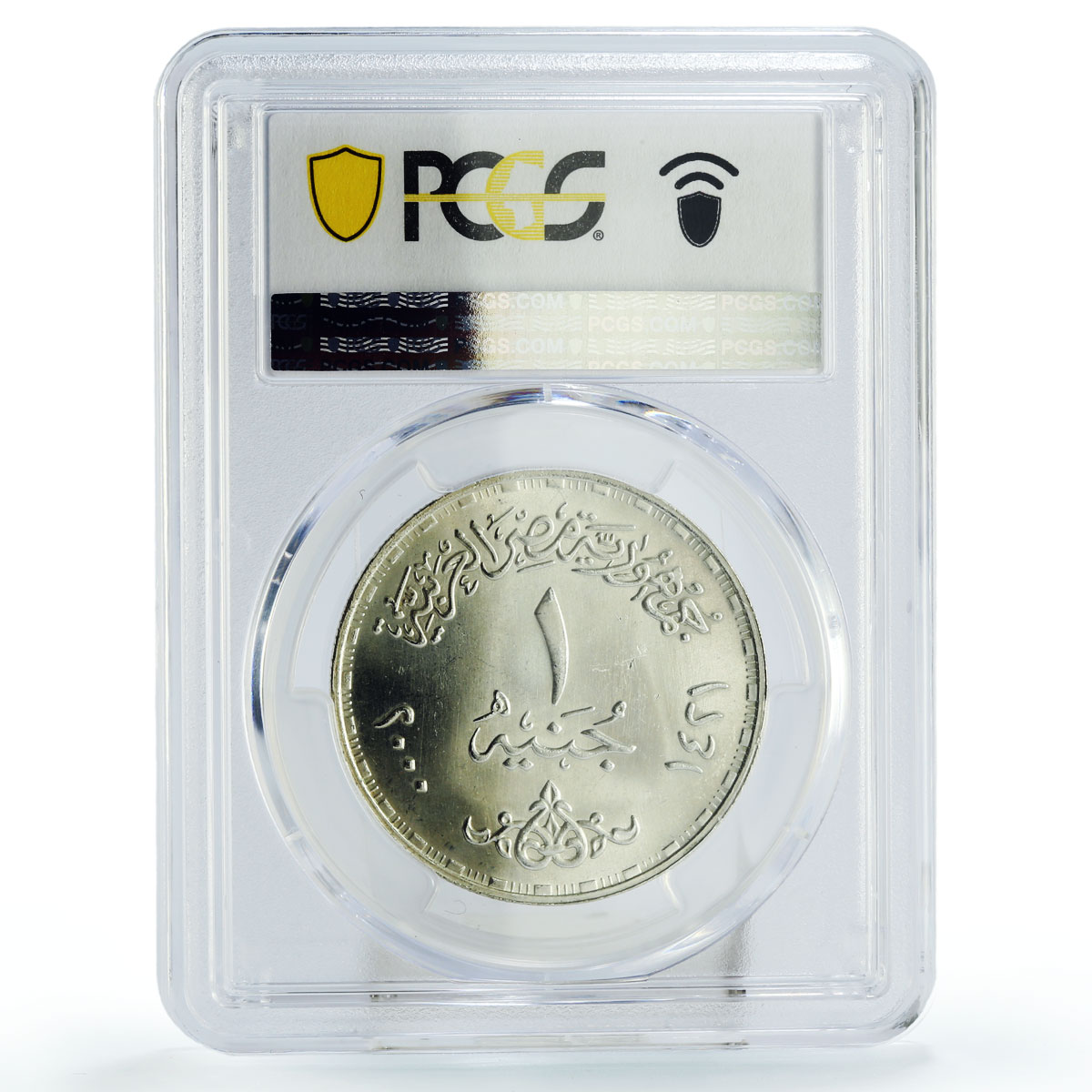 Egypt 1 pound Al - Ahlia Insurance Goddess Serket MS64 PCGS silver coin 2000
