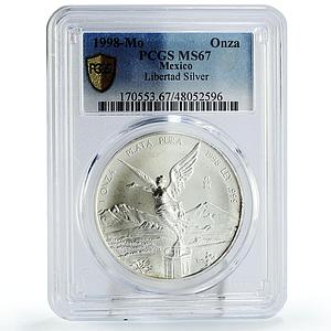 Mexico 1 onza Libertad Angel of Independence MS67 PCGS silver coin 1998