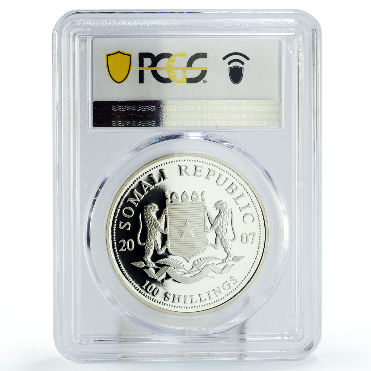 Somalia 100 shillings African Wildlife Elephant Fauna PR69 PCGS silver coin 2007