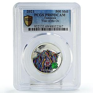 Tanzania 500 shillings Lunar Calendar Year of the Ox PR69 PCGS silver coin 2021