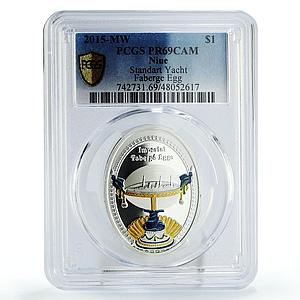 Niue 1 $ Imperial Faberge Eggs Standart Yacht Ship Art PR69 PCGS Ag coin 2015