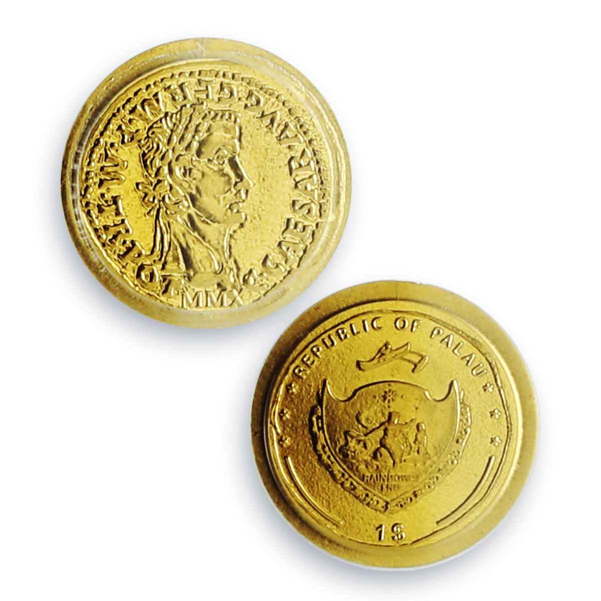 Palau 1 dollar Rome Empire Emperor Caligula Politics MS70 PCGS gold coin 2010