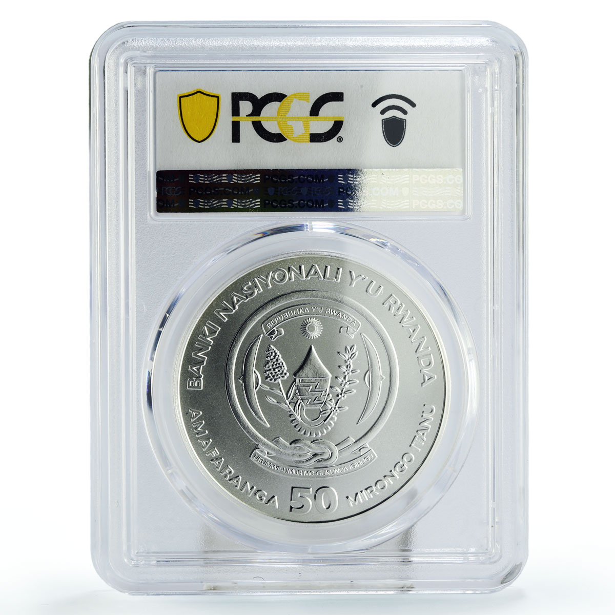 Rwanda 50 francs African Ounce Wildlife Gorillas Fauna MS68 PCGS Ag coin 2008
