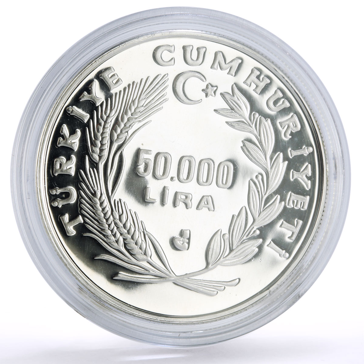 Turkey 50000 lira Conservation Wildlife Bald Ibis Bird Fauna silver coin 1994