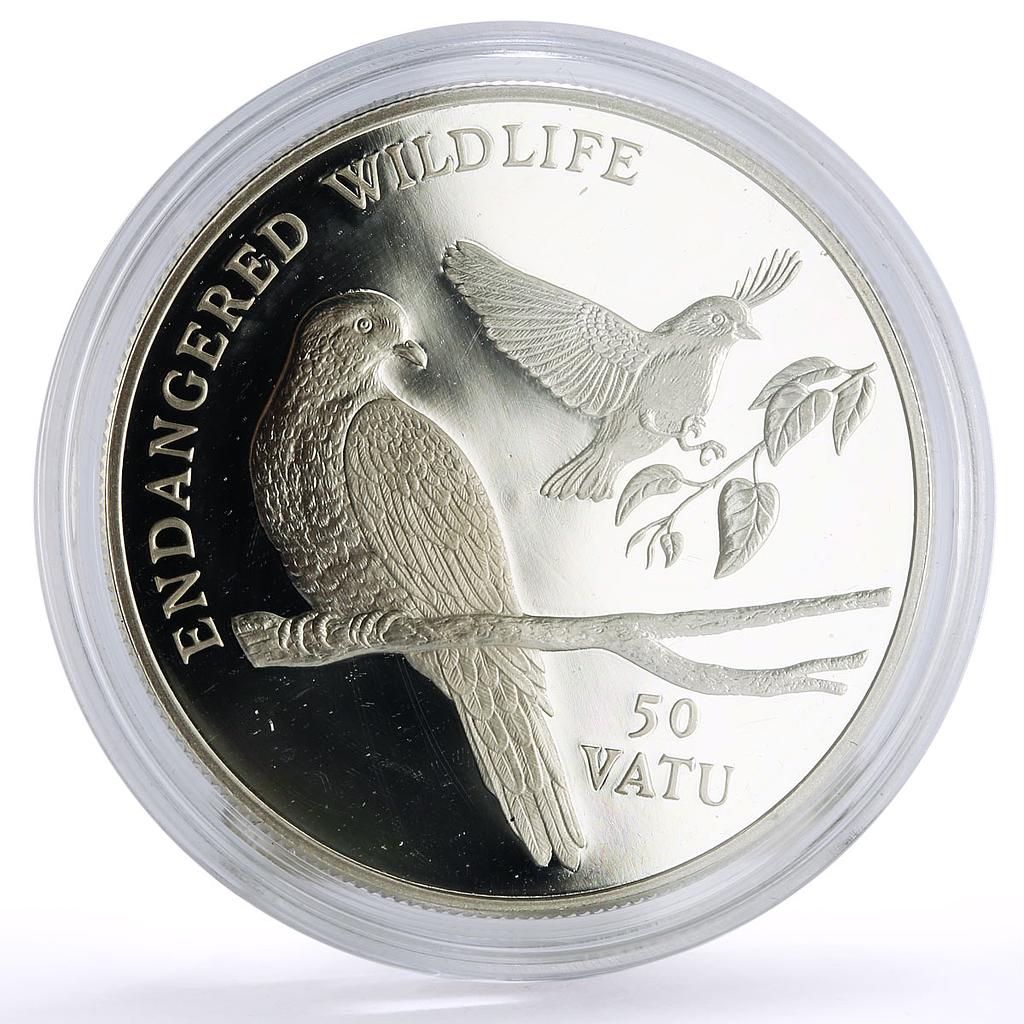 Vanuatu 50 vatu Conservation Wildlife Pigeon Bird Fauna proof silver coin 1992