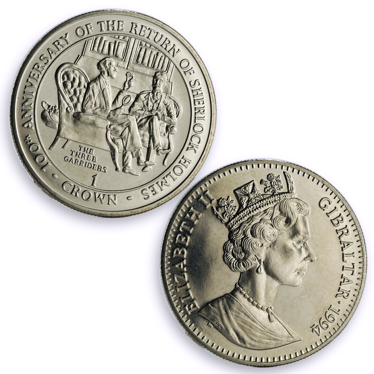 Gibraltar set of 8 coins Sherlock Holmes Return Literature CuNi coins 1994