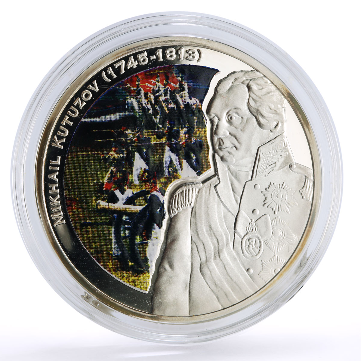 Niue 1 dollar Great Commanders Mikhail Kutuzov colored proof silver coin 2010
