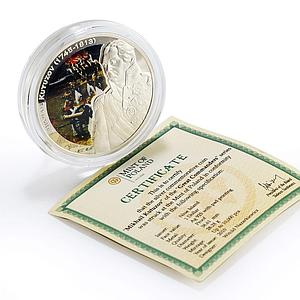 Niue 1 dollar Great Commanders Mikhail Kutuzov colored proof silver coin 2010