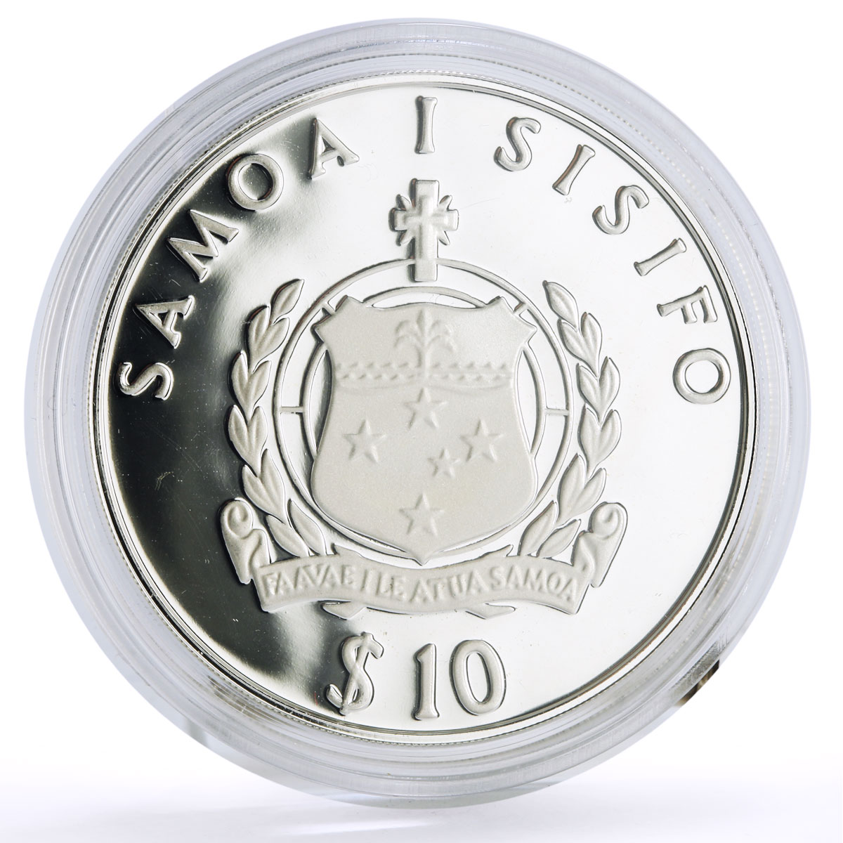 Samoa 10 dollars Conservation Wildlife Fantail Bird Fauna proof silver coin 1986