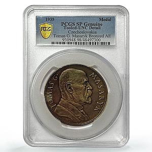 Czechoslovakia President Tomas Masaryk Politics 60mm UNC PCGS bronze medal 1935