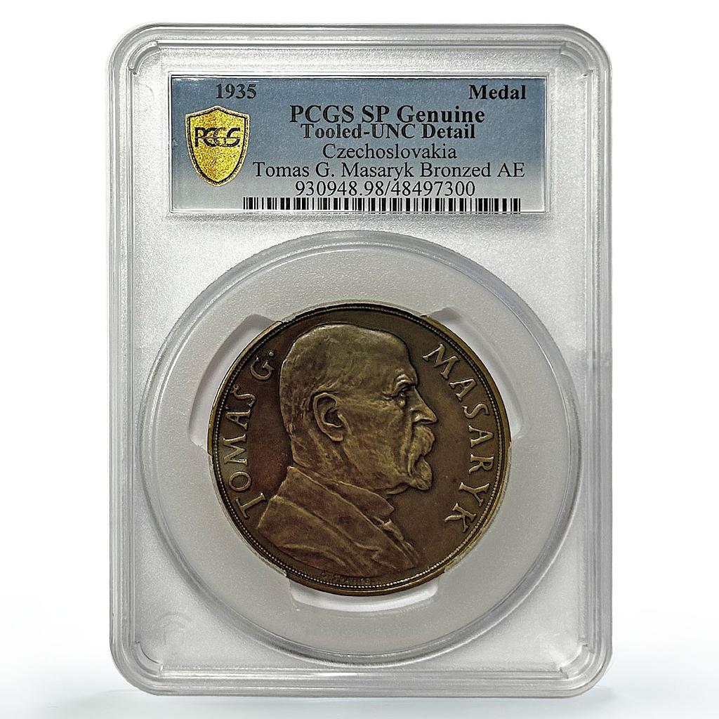 Czechoslovakia President Tomas Masaryk Politics 60mm UNC PCGS bronze medal 1935