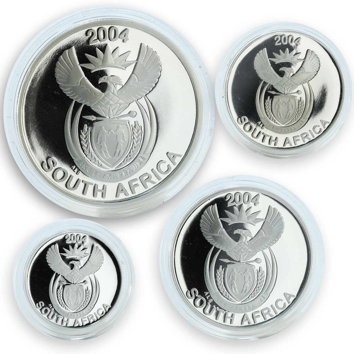 South Africa set of 4 coins 50 20 10 5 cents Wildlife Leopard silver coin 2004