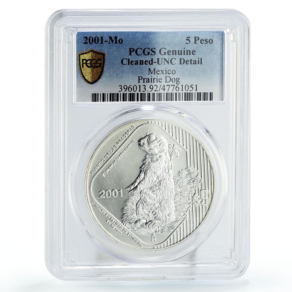 Mexico 5 pesos Conservation Wildlife Prairie Dog Fauna UNC PCGS silver coin 2001