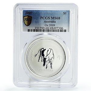 Australia 1 dollar Lunar Calendar I Year of the Ox MS68 PCGS silver coin 2007