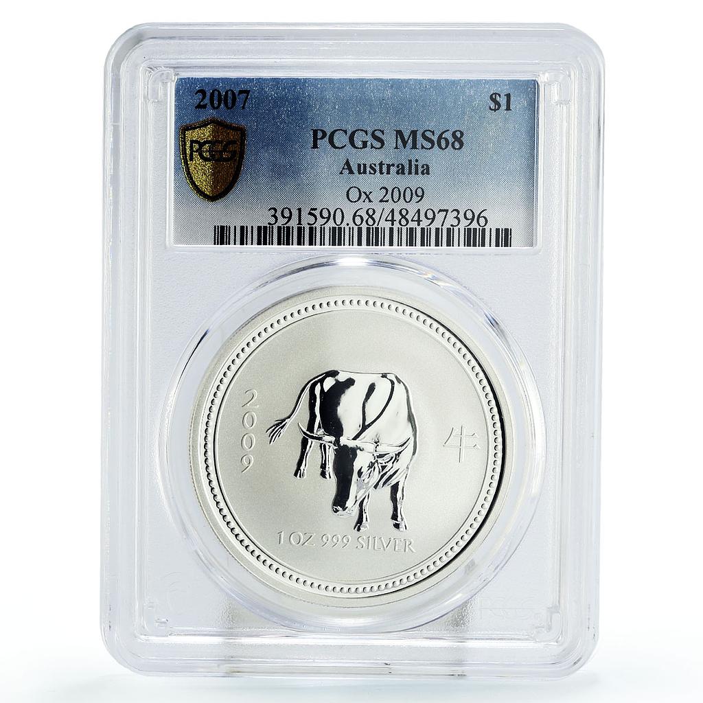 Australia 1 dollar Lunar Calendar I Year of the Ox MS68 PCGS silver coin 2007