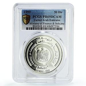 United Arab Emirates 50 dirhams Finance Industry Ministry PR69 PCGS Ag coin 1999