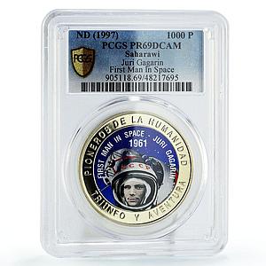 Saharawi 1000 pesetas Juri Gagarin First Man in Space PR69 PCGS CuNi coin 1997