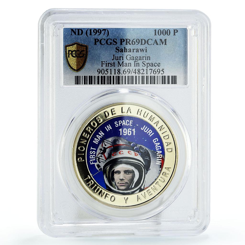 Saharawi 1000 pesetas Juri Gagarin First Man in Space PR69 PCGS CuNi coin 1997
