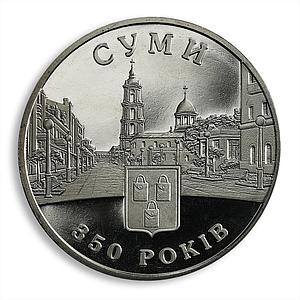 Ukraine 5 hryvnia 350 years to Sumy Ancient Cities coat of arms nickel coin 2005
