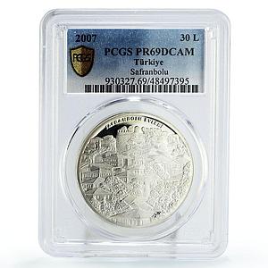 Turkey 30 lira Safranbolu City Landscape Bank Building PR68 PCGS Ag coin 2007