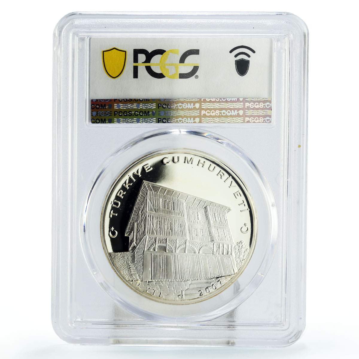 Turkey 30 lira Safranbolu City Landscape Bank Building PR68 PCGS Ag coin 2007