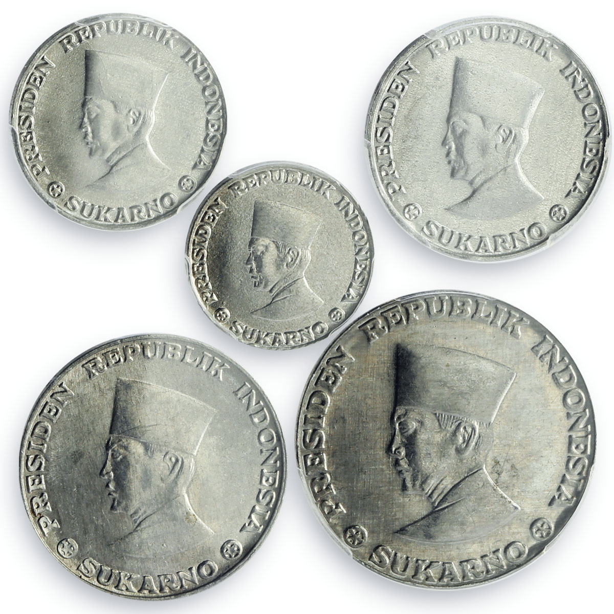 Indonesia Riau Archipelago set of 5 coins Sukarno MS63 - MS64 PCGS Al coins 1962
