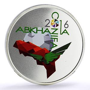 Abkhazia 10 apsars CONIFA World Football Cup Eagle Bird colored silver coin 2016