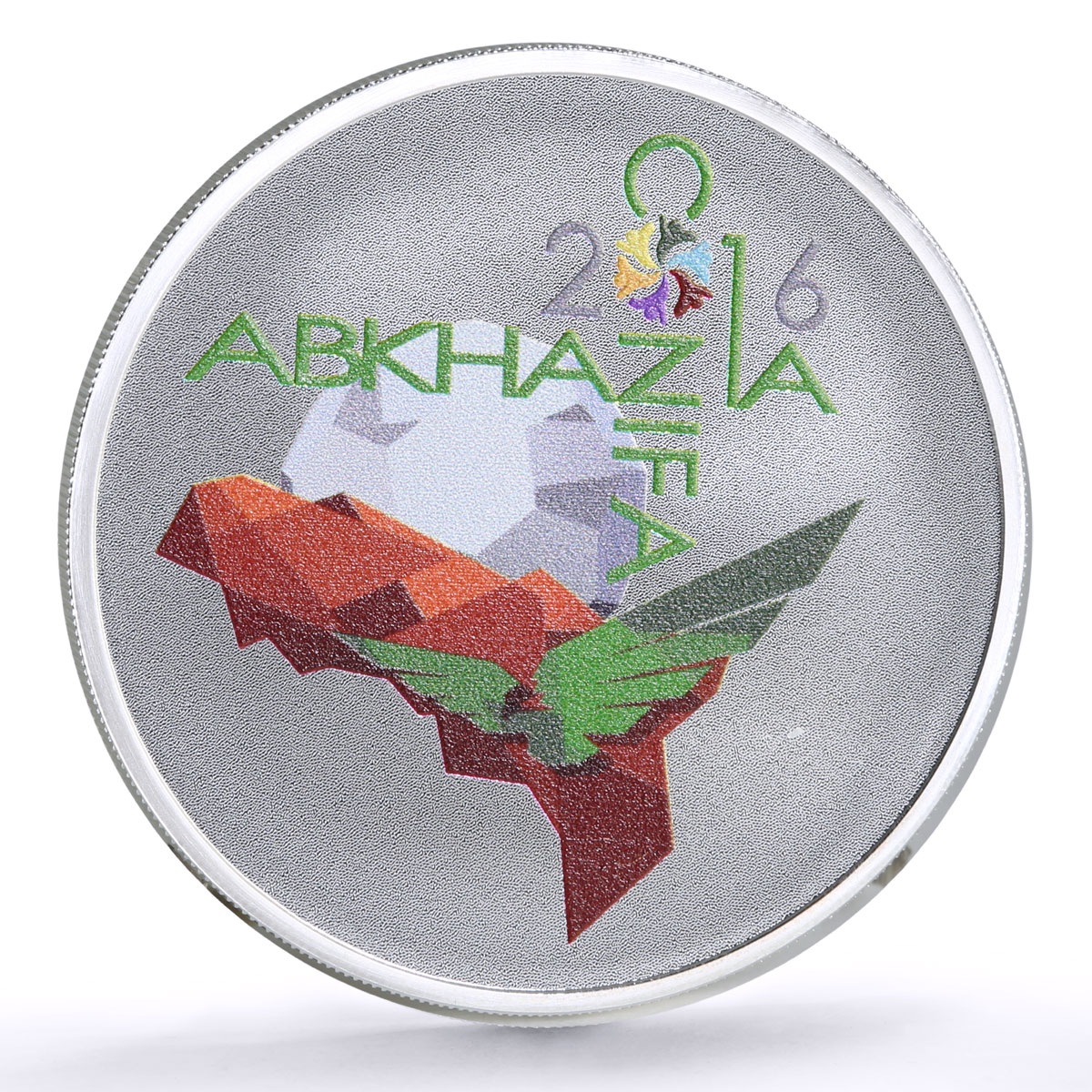 Abkhazia 10 apsars CONIFA World Football Cup Eagle Bird colored silver coin 2016