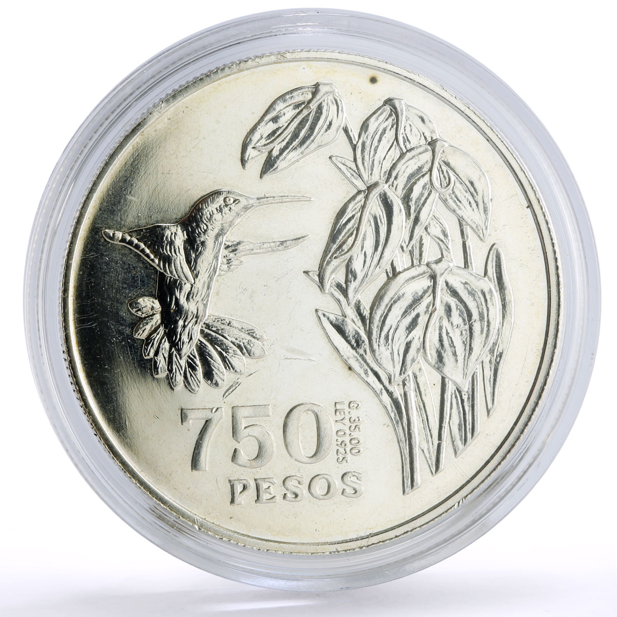 Colombia 750 pesos Conservation Wildlife Colibri Bird Fauna silver coin 1978