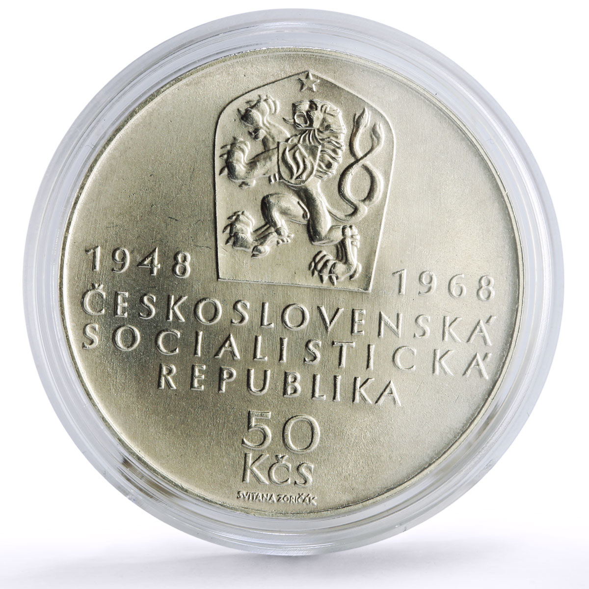Czechoslovakia 50 korun 50th Jubilee of Independence Freedom silver coin 1968