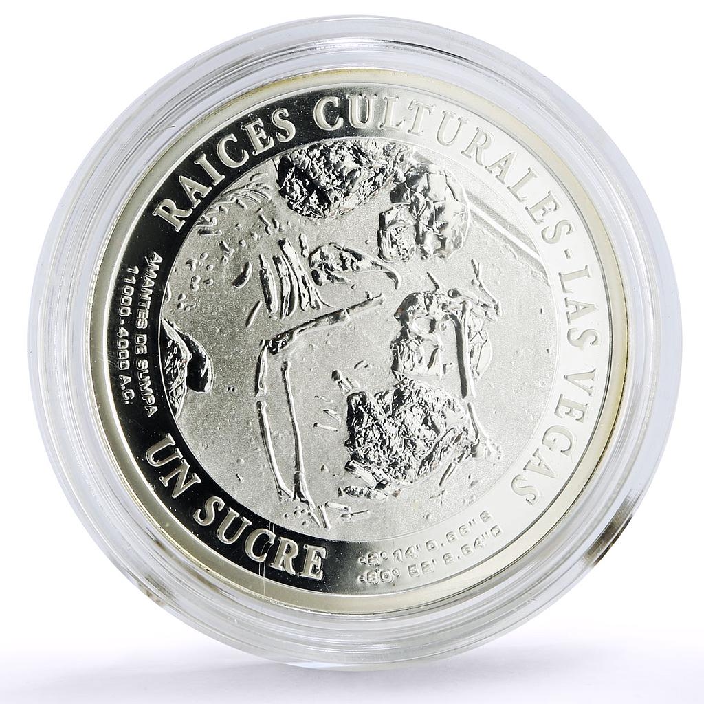 Ecuador 1 sucre Ibero-American Cultural Roots Lovers Remains silver coin 2015