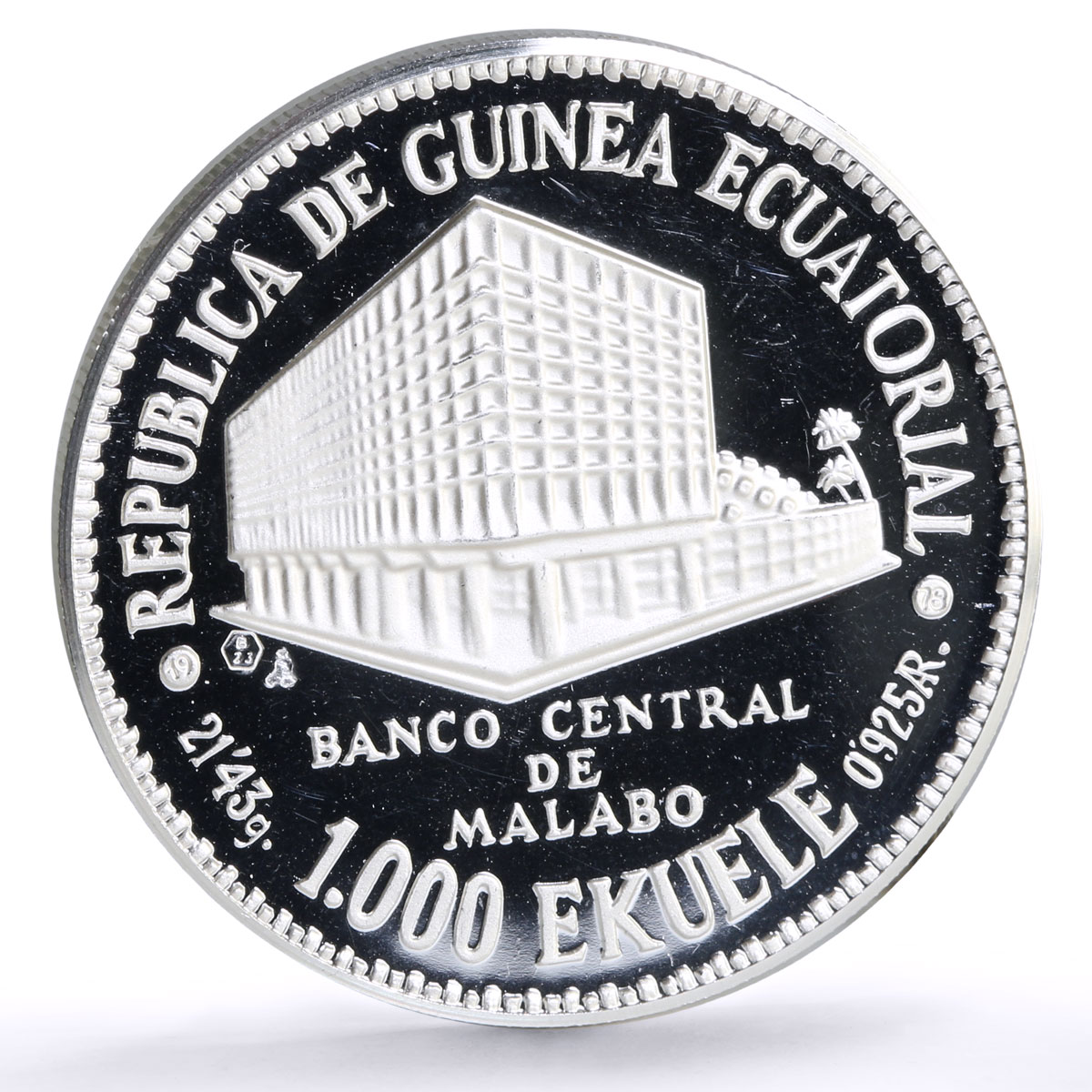 Equatorial Guinea 1000 ekuele Central Bank President Nguema Biyogo Ag coin 1978