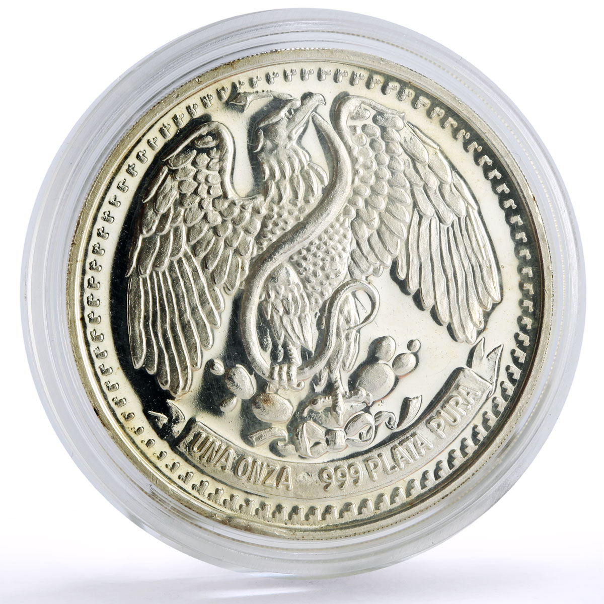 Mexico 1 onza Precolombina Aztec Ruler Cuauhtemoc Head Facing silver coin 1984