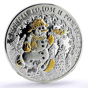 Niue 1 dollar Happy New Year Merry Christmas Snowman proof silver coin 2008