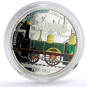 Peru 1 sol Ibero-American Trains Railroads Lima Callao proof silver coin 2019